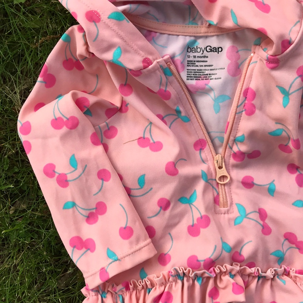 Baby Gap “Cherries” Skirted Rash-guard Swimsuit